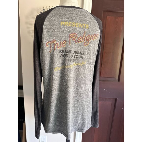 True Religion gray 2 tone L/S shirt Medium - Picture 2 of 4